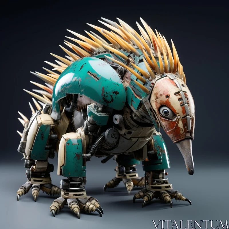 Angry Animal Robot in Cyan and Bronze - A Solarpunk Transportcore Art Piece AI Image