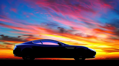 Black Aston Martin DB9 Driving at Sunset