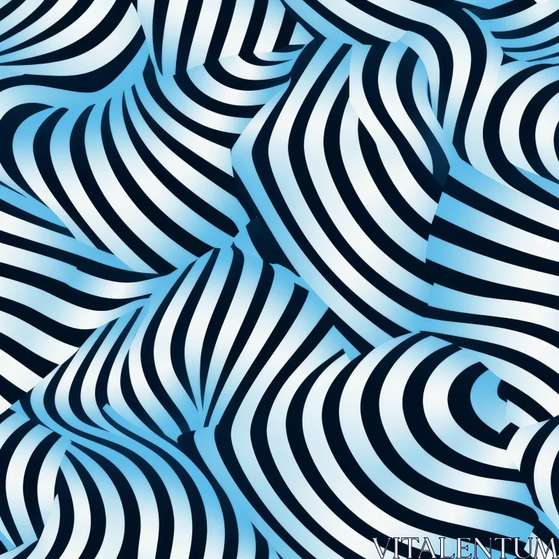 Blue and White Striped Abstract Pattern AI Image
