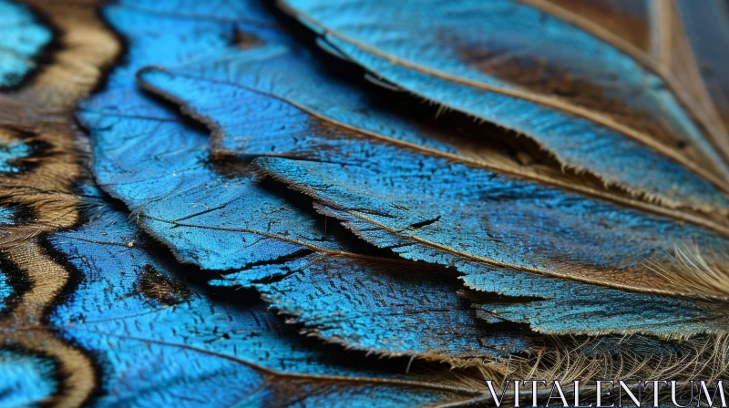 Blue Butterfly Wing - Delicate Patterns of Veins and Scales AI Image