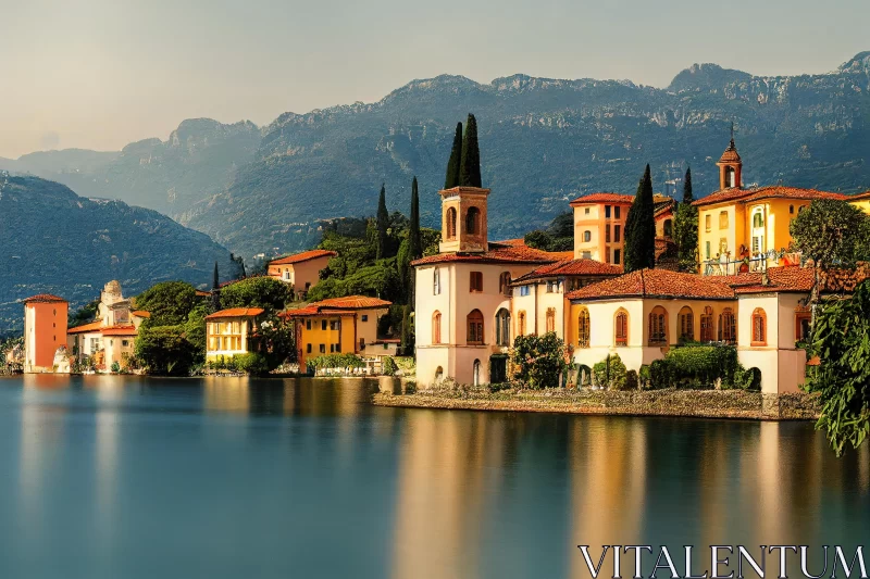 Blurred Dreamlike Atmosphere in Lake Como: A Captivating Italian City AI Image