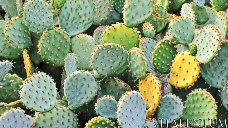 AI ART Close-up of a Prickly Pear Cactus in Natural Surroundings