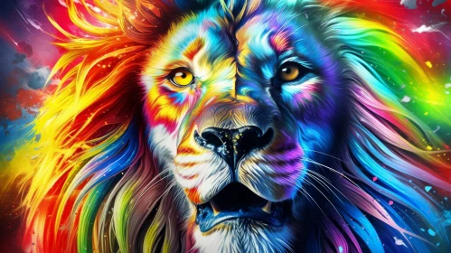 Colorful Lion Face Artwork