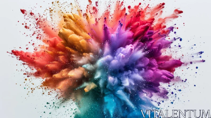 Colorful Powder Explosion on White Background AI Image