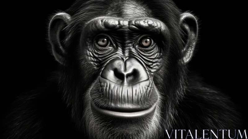 AI ART Enchanting Chimpanzee Portrait in Black and White