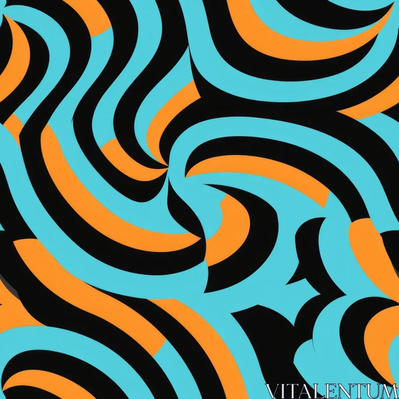 AI ART Energetic Blue Orange Black Stripes Pattern