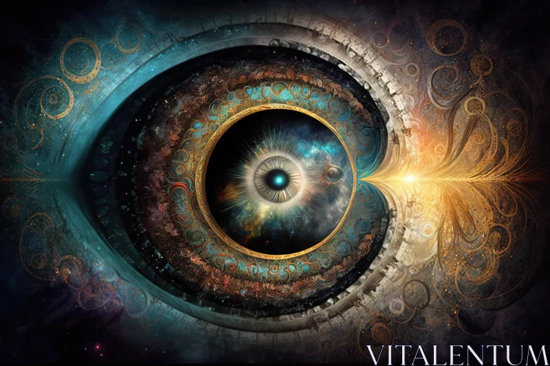 Eye in Galaxy: Surreal Organic Shapes | Digital Art AI Image