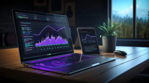 Financial Data Displayed on Laptop and Tablet