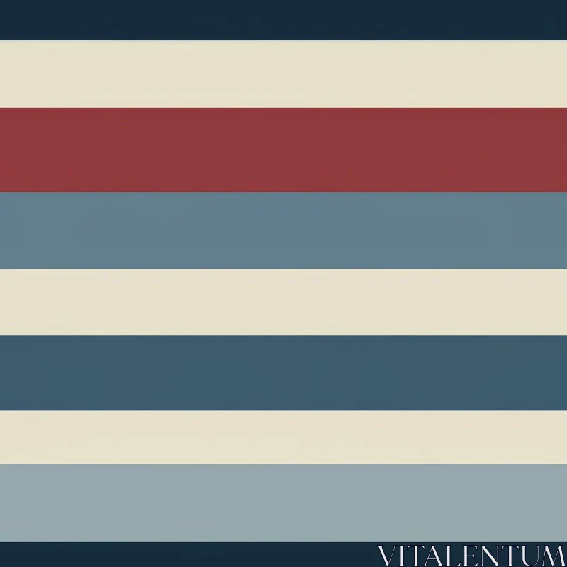 Modern Horizontal Stripes Pattern in Blue, Beige, and Red AI Image