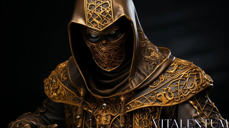 Mysterious Golden Masked Male Character Portrait AI Image