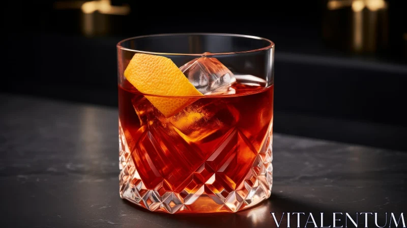 Negroni Cocktail on Bar Counter AI Image
