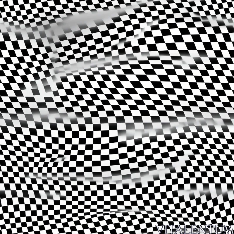 Waving Black and White Checkered Flag | Unique Pattern Design AI Image