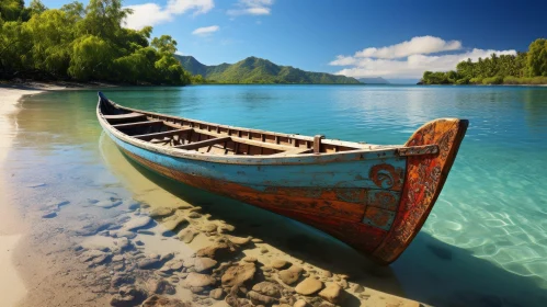 Weathered Wooden Boat on Sandy Beach