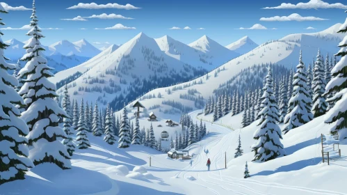 Winter Ski Resort Landscape