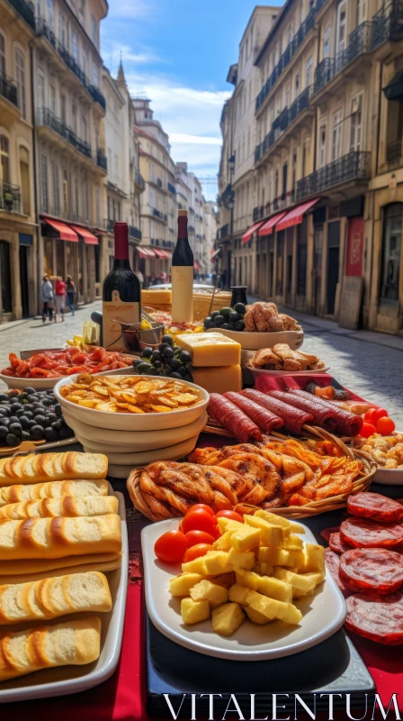 Appetizing Display in French-style City Landscape AI Image
