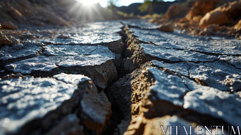 Awe-Inspiring Crack in Dry Ground - Nature Photography AI Image