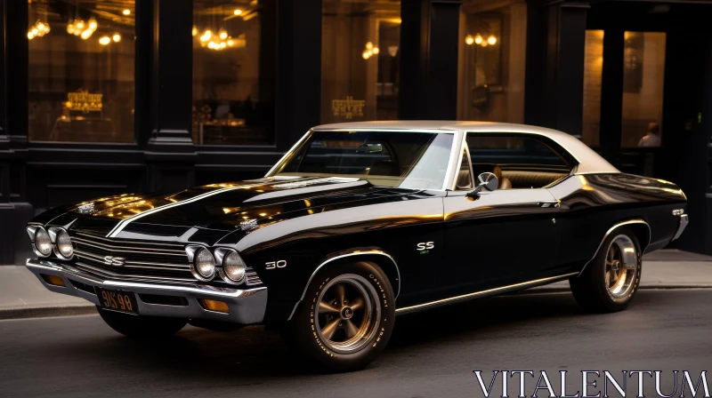 Classic Chevrolet Chevelle SS Muscle Car on Asphalt Road AI Image