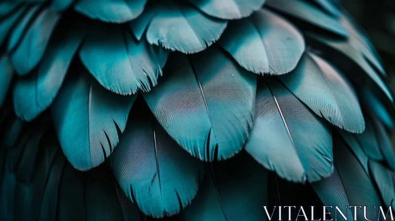 Close-Up of Parrot Feathers in Deep Blue-Green Color AI Image