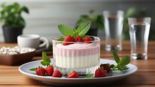 Delicious Strawberry and Vanilla Parfait with Fresh Mint