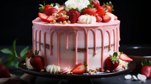 Delicious Strawberry Cake with Pink Frosting