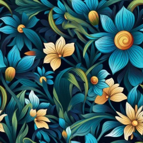 Elegant Blue and Yellow Floral Pattern