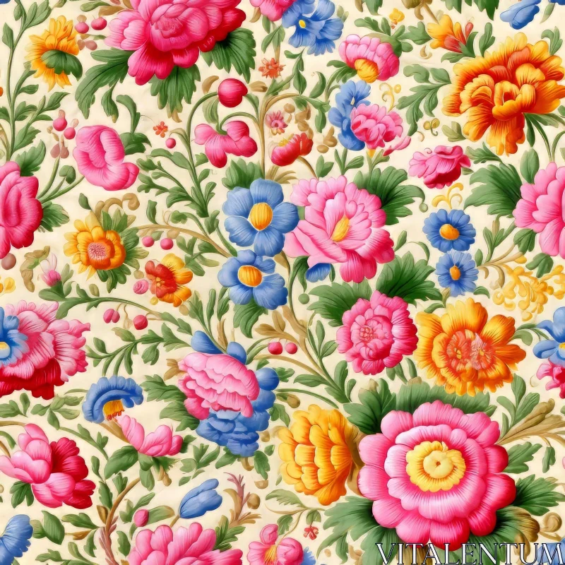 Elegant Floral Pattern - Cream Background AI Image