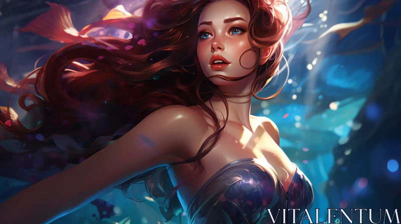 Enchanting Woman in Ocean - Digital Art AI Image