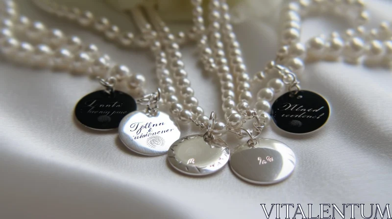 Exquisite Pearl Necklaces with Silver and Black Pendants | Captivating Jewelry AI Image
