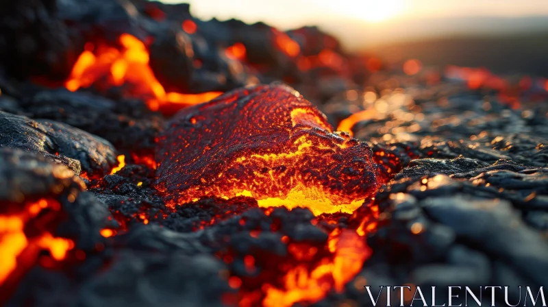 Fiery Beauty: Molten Lava from a Volcano AI Image