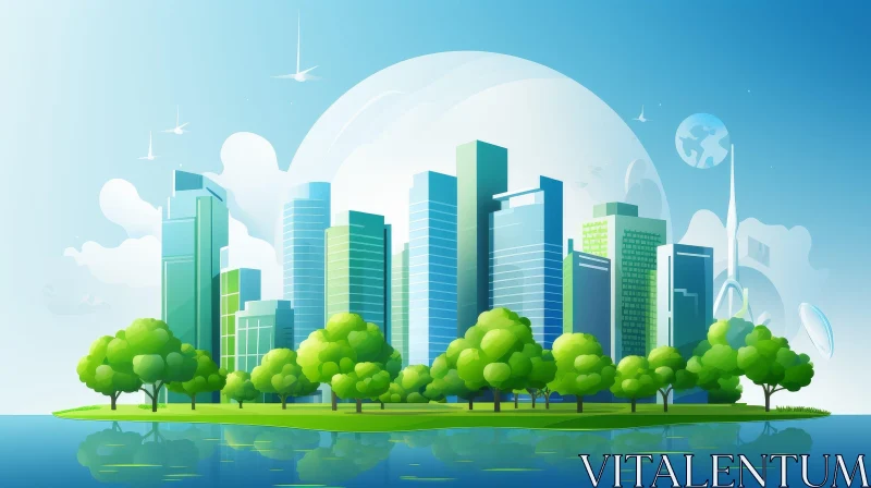 AI ART Futuristic Cityscape Illustration