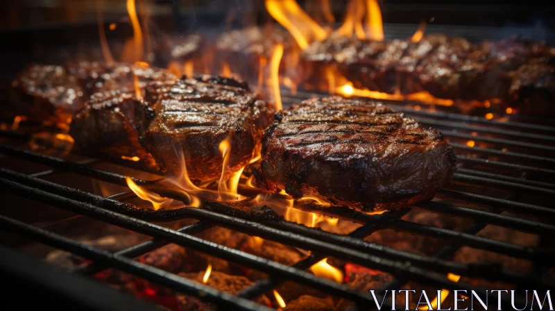 Juicy Grilled Steak on Open Fire AI Image