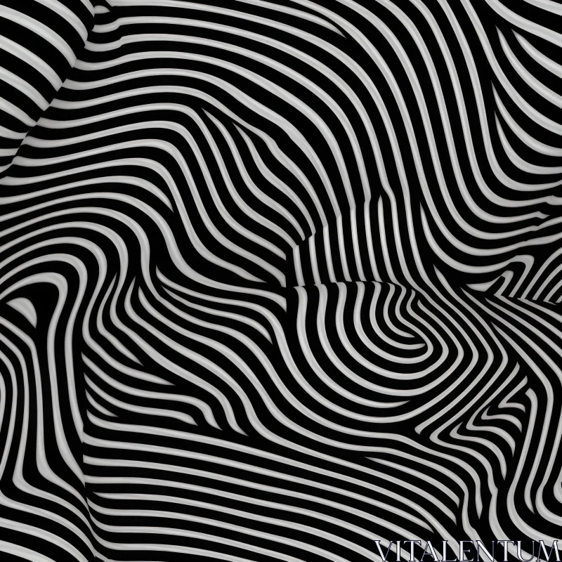 Monochrome Abstract Stripes | Optical Illusion 3D Rendering AI Image