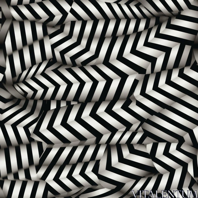 AI ART Monochrome Geometric Chevrons Pattern