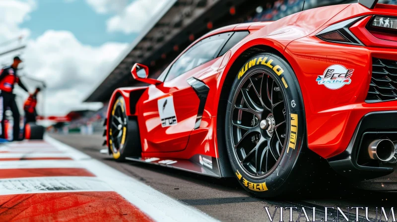 Red Chevrolet Corvette C8.R Racing on Track AI Image