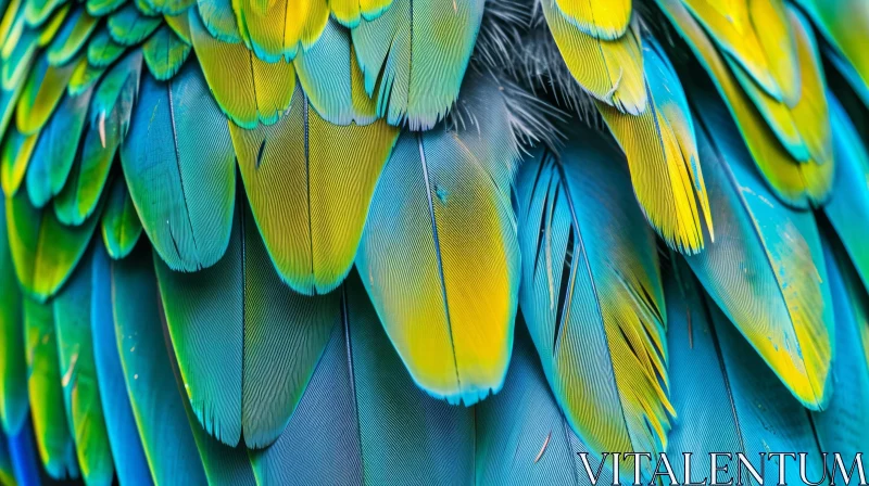 Close-up of Vibrant Parrot Feathers | Shingle-Like Pattern AI Image