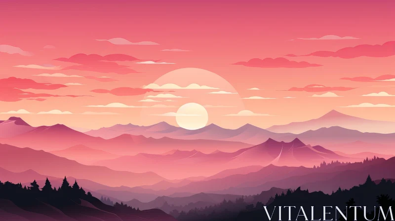 Mountain Sunset Landscape AI Image