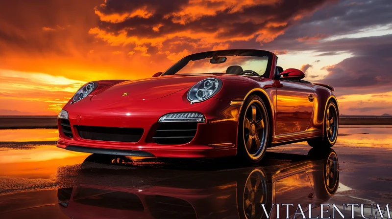 Red Porsche 911 Carrera S Cabriolet at Sunset AI Image