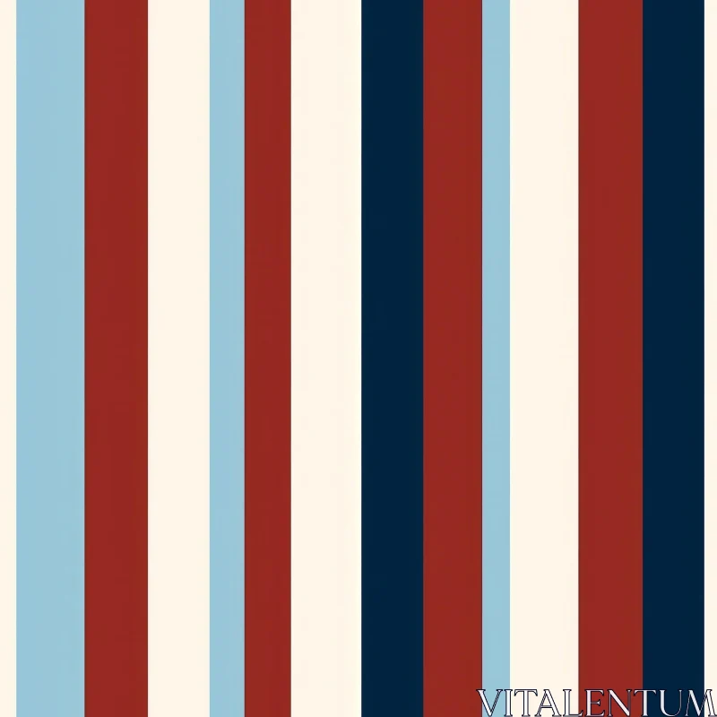 Simple Vertical Stripes Pattern in Blue, Cream & Red AI Image