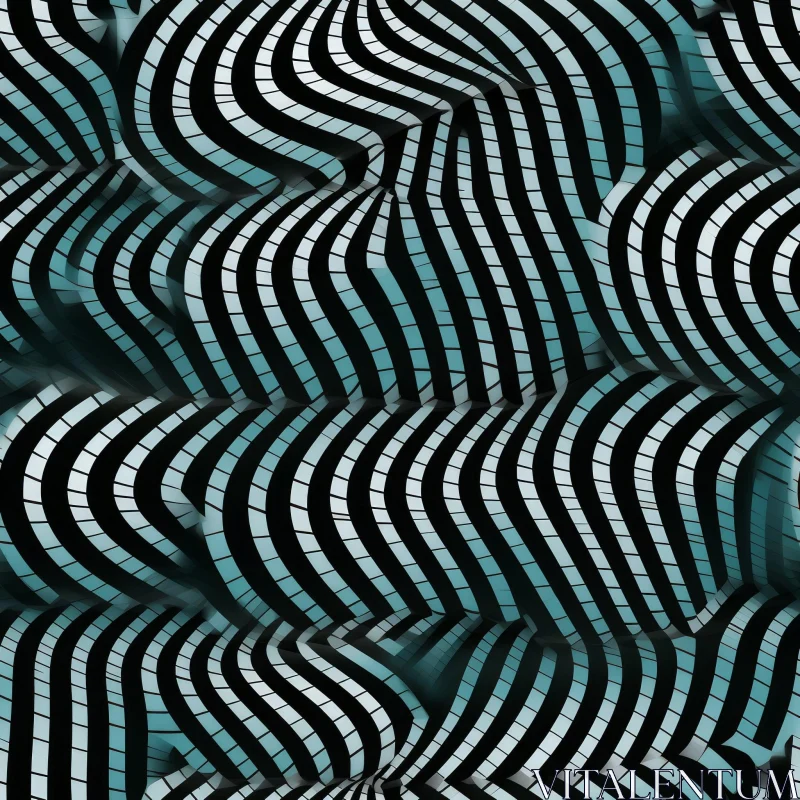 Blue and Black 3D Wave Pattern - Seamless Design AI Image