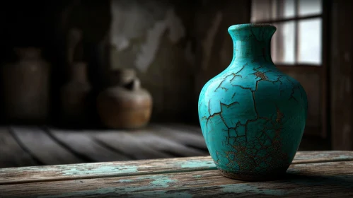 Blue Vase with Crackled Glaze - Captivating Photography