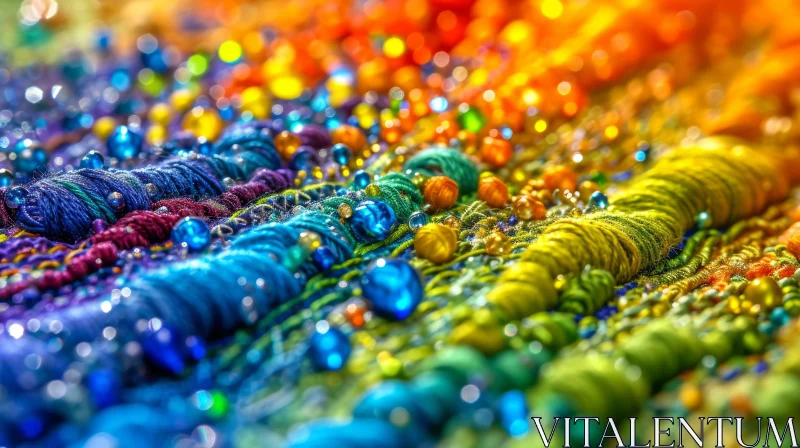 Colorful Embroidery Close-up | Vibrant Materials | Artistic Texture AI Image