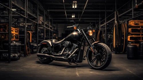 Dark Warehouse Harley-Davidson Motorcycle