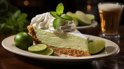 Delicious Key Lime Pie with Beer - Food Photography