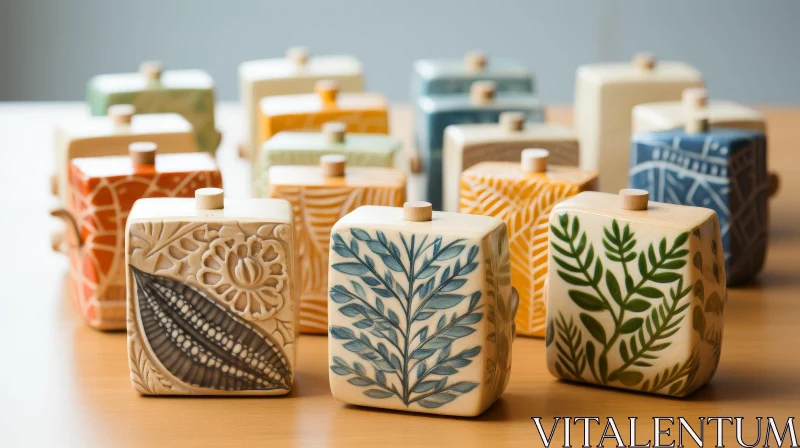 Exquisite Ceramic Boxes with Patterns - Artistic Display AI Image
