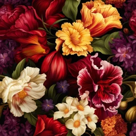 Floral Pattern with Tulips, Roses, and Lilacs