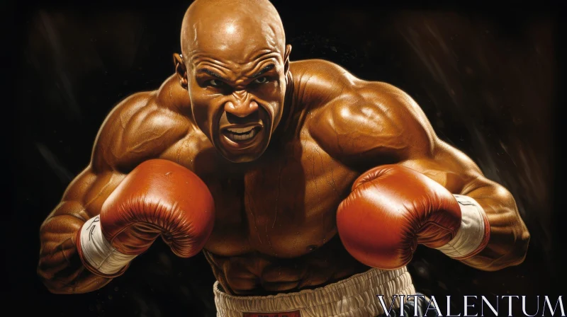Intense Boxer Portrait AI Image