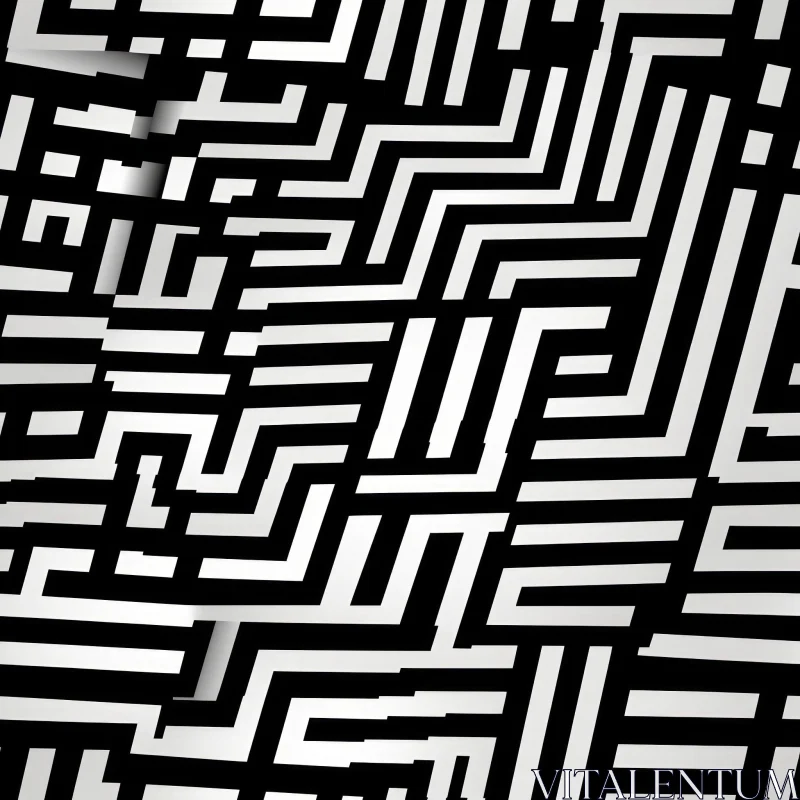 Intricate Black and White Geometric Pattern AI Image