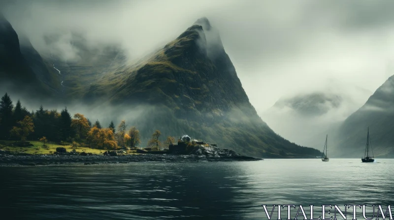 Tranquil Fjord Landscape in Norway AI Image