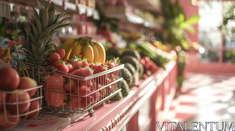 Vibrant Grocery Store Produce Section with Fruits and Vegetables AI Image