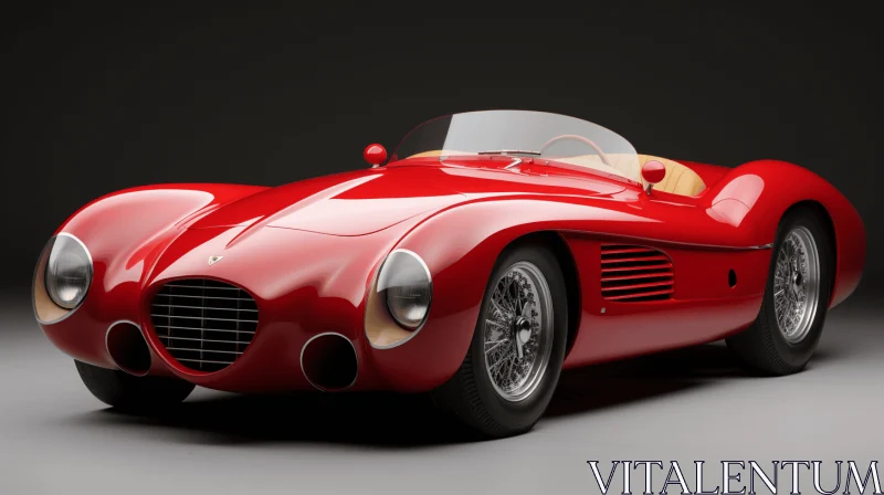 Vintage-Inspired Red Sports Car: Realistic and Hyper-Detailed Renderings AI Image